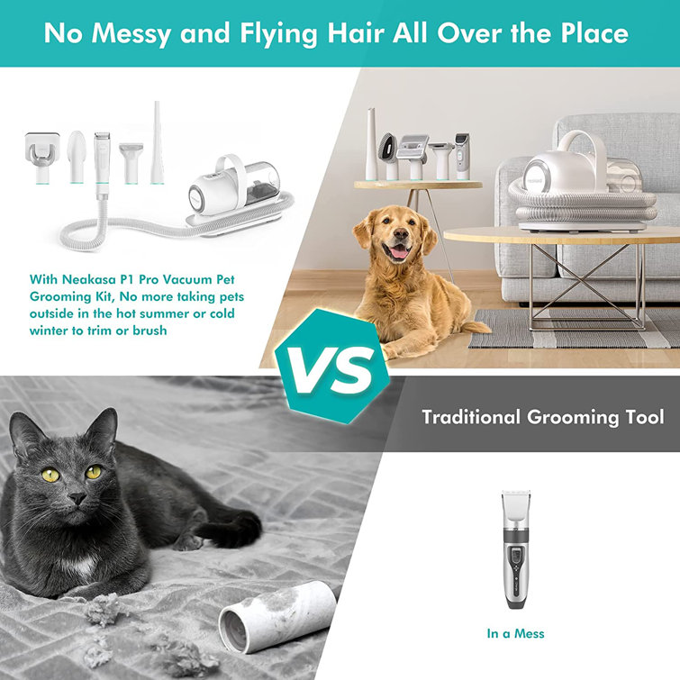 9000Pa Vacuum Pet Grooming Kit 5-in-1 Pet Hair Fur Vacuumable Cleaner  Professional Pet Hair Clipper